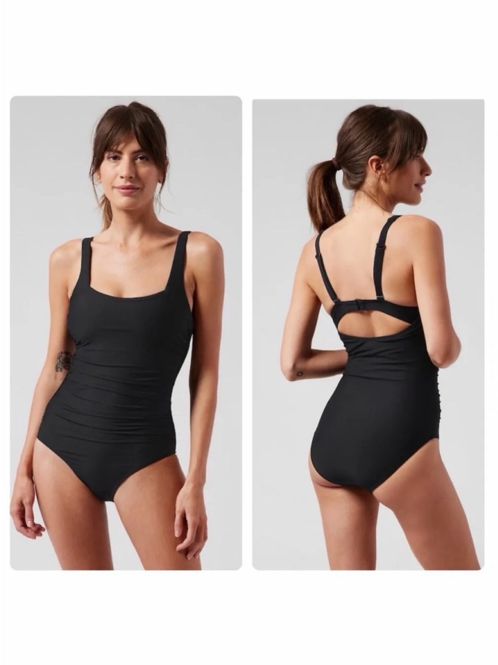 Athleta |Square-Neck One Piece Swimsuit w Convertible Straps + CutOut Back |Sz L